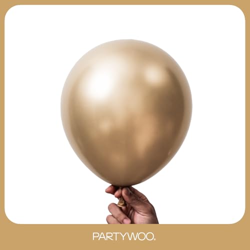 PartyWoo 메탈릭 골드 풍선 152피스 다양한 사이즈 45.7cm(18인치), 30.5cm(12인치), 25.4cm(10인치), 12.7cm(5인치) 크롬 골드 풍선 아치 키트 화환 생일 졸업 베이비 샤워 웨딩 처녀 파티 장식 골드-G127 - color: 골드-g127