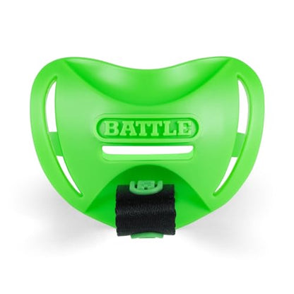 Battle Sports Speedtab F7 Football Mouthguard, Neon Green | No-boil design ready to use out of the package, Braces compatible, Pull tab finger strap for quick removal, Secure fit - color: Neon Green