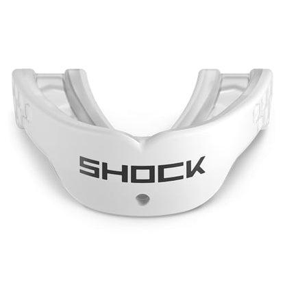 Shock Doctor 마우스 가드 스포츠, 하키, 라크로스, 야구, 레슬링 머트가드, 젤 맥스 튼튼한 보호 및 맞춤형 핏, 스트랩이 있는 축구 마우스 가드, 성인 및 청소년 마우스 가드 - color: 화이트., size: 청소년
