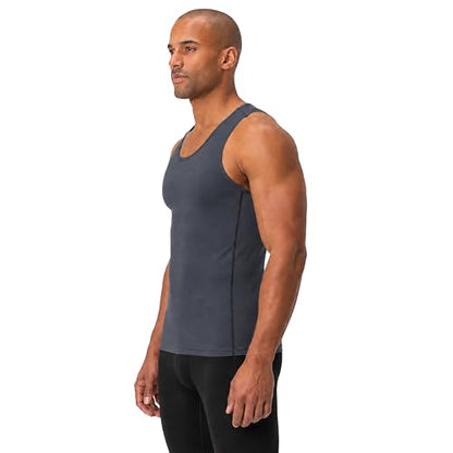 DEVOPS 3 Pack Men's Muscle Dry Fit Compression Tank Top Sleeveless Shirt | Compression Fit, Wicking, 4-Way Stretch, Running, Workout, UPF 50+, Sleeveless - color: Black / Charcoal / White, size: X-Large