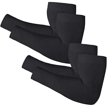 Newbyinn Arm Sleeves for Men Women, Size L - XL, UV Sun Protection Sleeve - color: 2 Pairs: Black