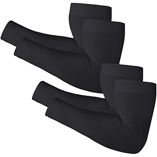 Newbyinn Arm Sleeves for Men Women, Size L - XL, UV Sun Protection Sleeve - color: 2 Pairs: Black