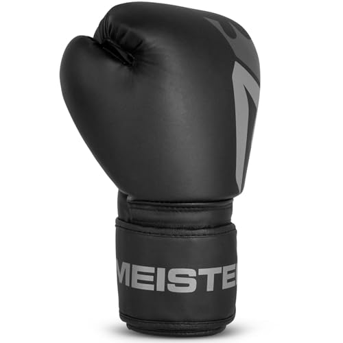 Meister [Critical] Boxing Gloves - Ergonomic High-Density Training Gloves | Pre-curved hand cage fits on day one, triple-layer impact foam, wide full-length wrist strap, matte EcoHide leather - style: 8 Ounce Gloves - Matte Black