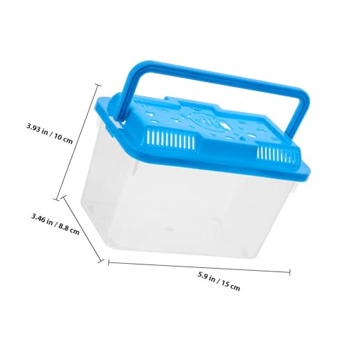 MERRYHAPY Portable Betta Fish Tank and Aquarium Breeding Box, Plastic Reptile Terrarium with Handle, Medium Blue Rectangular Turtle and Hamster Transport Case for Travel and Home Use