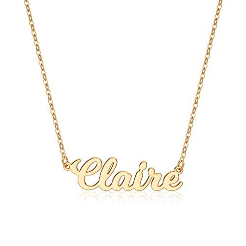 Ursteel Custom Name Necklace Personalized, 14K Gold Plated Personalized Name Necklace Dainty Name Plate Necklace Jewelry Personalized Gifts for Women - style: Claire