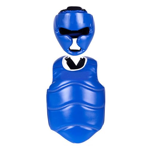 Padded Muay Thai Chest Protector Boxing, Taekwondo MMA Martial Arts Kickboxing Karate Sparring Body Guard Training - color: Blue Set, size: Large