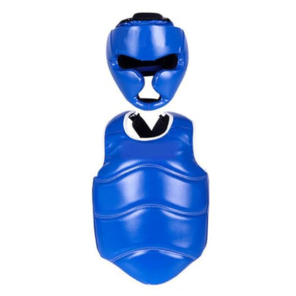 Padded Muay Thai Chest Protector Boxing, Taekwondo MMA Martial Arts Kickboxing Karate Sparring Body Guard Training - color: Blue Set, size: Large