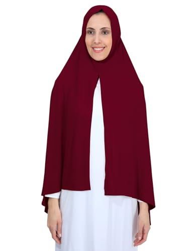 Non-See Through Instant Jersey Cotton Hijab Scarf for Women, Ready to Wear Muslim Head Scarf - color: Wine Red
