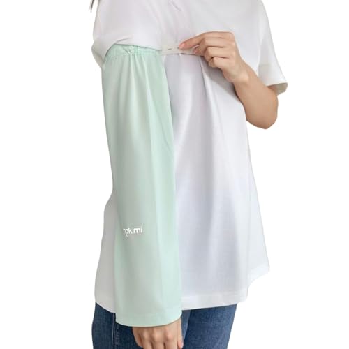 UPF 50+ Sun Protection Arm Sleeves Elastic band Adjustable Cuff Loose Fit Non-Sticky Airflow Friendly Outdoor - color: Green, size: Large