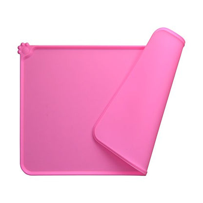 Dog Food Mat, Silicone Dog Cat Bowl Mat, Non Slip Pet Feeding Mat Waterproof Dog Placemat for Small Animals (18.5"x11.8", Pink) - color: Pink, size: 18.5"x11.8"