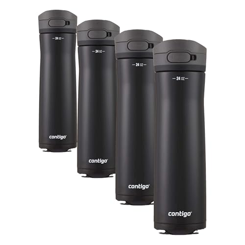Contigo Jackson Chill 2.0 Stainless Steel Water Bottle with AUTOPOP Lid, 24oz. (Pack of 4) - color: Licorice, size: 24oz (Pack of 4), style: Jackson Chill 2.0