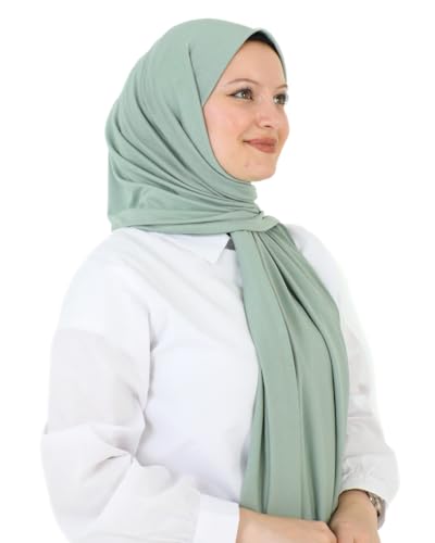 Prien Hijab for Women Viscose Scarf Lightweight Muslim Hijabs Long Shawl Islamic Scarves Turkey Silk Headscarf for Womens - color: Light Green