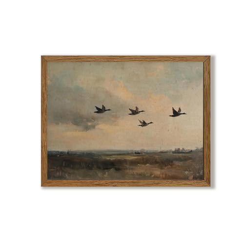 Urmoya Vintage Flying Duck Landscape Canvas Wall Art, 8x10 Inch - color: duck, size: 10"L x 8"W
