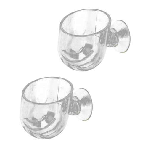 2pcs Red Aquarium Feeding Cups Acrylic Fish Food Holders with Suction Cups for Fish and Shrimp Tank Feeding Dispenser