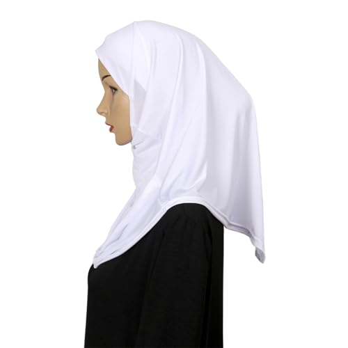 LMVERNA Ready To Wear Hijab for Women Muslim Instant Turban Soft Scarf for Prayer Long Hijabs - color: White
