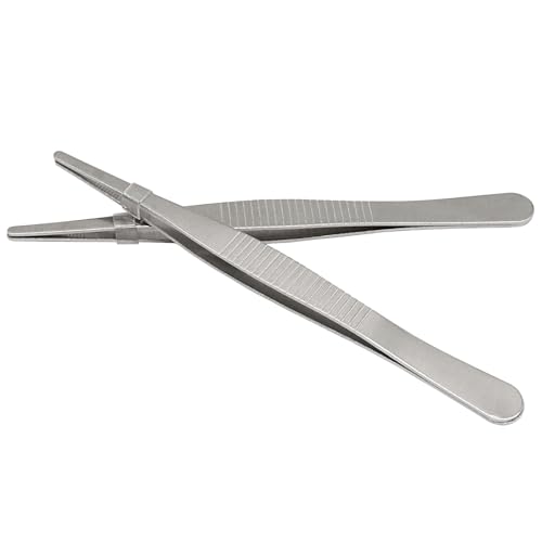 Hordion 2Pcs 4.7" Thumb Forceps Stainless Steel Hobby Tweezers Blunt Serrated Tips Long tweezer - size: 4.7"