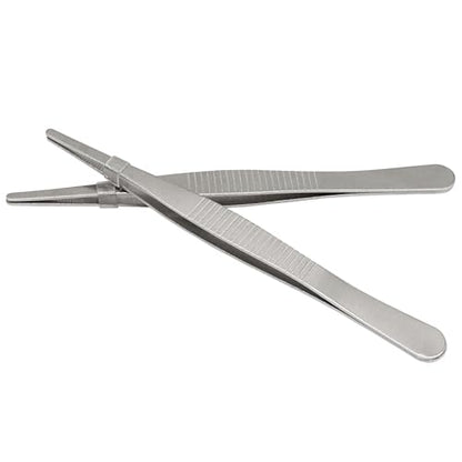 Hordion 2Pcs 4.7" Thumb Forceps Stainless Steel Hobby Tweezers Blunt Serrated Tips Long tweezer - size: 4.7"