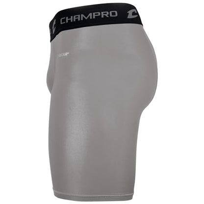 CHAMPRO Men's Polyester/Spandex Lightning Compression Shorts - color: Grey, size: 3X-Large