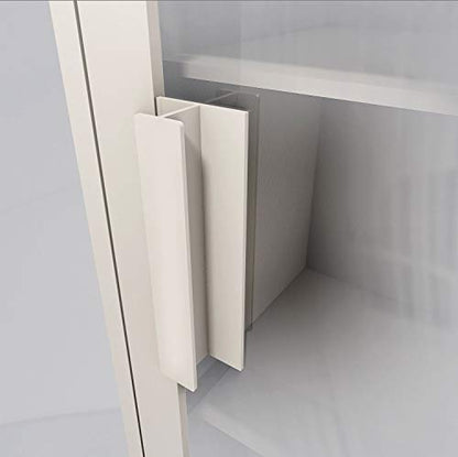 HRX Self-Adhesive Edge Fingerpull Door Handle - Easy to Install Screwless Peel and Stick on Glass, Wood, Metal, Plastic - Sliding Doors Knob for Kitchen Fronts, Drawers & Dressers Panels - 2 Pack - color: White