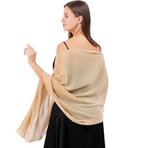 Ladiery Chiffon Shawl Wraps for Women Evening Dresses, Elegant Soft Sheer Shawls for formal dressy Bride Wedding - color: Champagne(1)