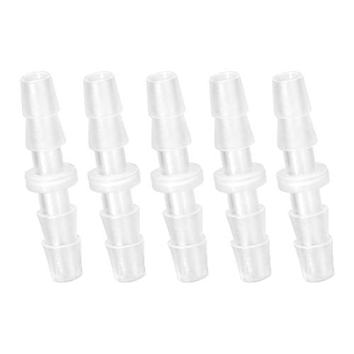 Quickun Plastic Hose Barb Fitting, 1/8" x 1/8" Barbed Splicer Mender Joint Adapter Union Fitting (Pack of 5) - size: 1/8 Inch