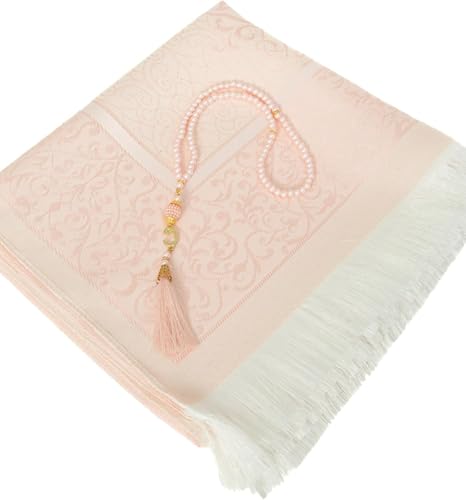 Premium Area Rug for Islamic Prayers - Muslim Prayer Mat and Rug for Men with Arabic Gifts - Traditional Islamic Prayer Rug Islam - سجادة صلاة Included - color: Powder Pink