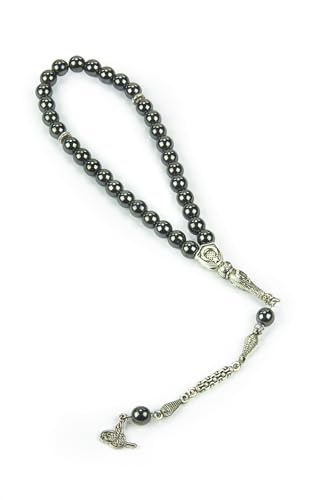 ihvan online, Islamic Prayer Beads (6mm – 33 Beads), Natural Stone Muslim Prayers Bead, Daily Dhikr Tasbeeh, Subha Tasbih Gift for Ramadan Hajj Umrah, Hematite Stone Muslim Rosary, Gray - color: Hematite Stone - Gray, size: 6mm ( 33 Beads )