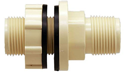 PBF075D CPVC Double Male 3/4" Pipe Threaded Bulkhead Fitting (1)