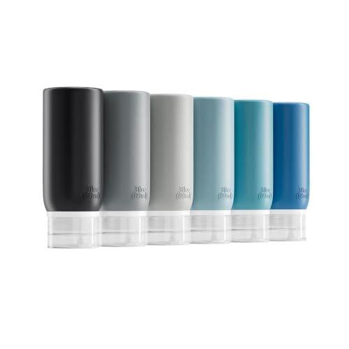 Muslish 6 Pack Travel Bottles for Toiletries - TSA Approved 3oz Leakproof Travel Size Containers, BPA Free Silicone Refillable Squeezable Bottles, Travel Essentials for Shampoo and Conditioner (Gray) - color: Gray