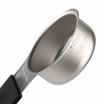 Magnetic Measuring Cups Set Stainless Steel Heavy Duty Metal Measuring Cups for Dry and Liquid Ingredients (black) - color: Black