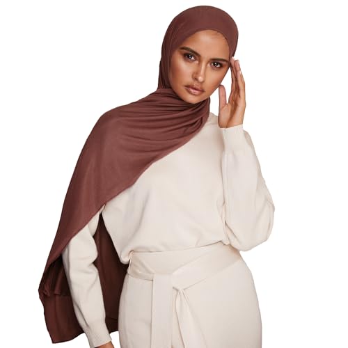 VOILE CHIC Premium Jersey Hijab Scarf For Women - Islamic Head Scarf Wrap Hijabs - color: Mocha Brown, size: 1 Pack