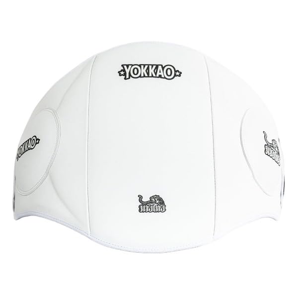 YOKKAO Belly Pad - Leather | Heavy-Duty Padding | Produced at Factory, Thailand | Muay Thai | 5 Colors - color: White