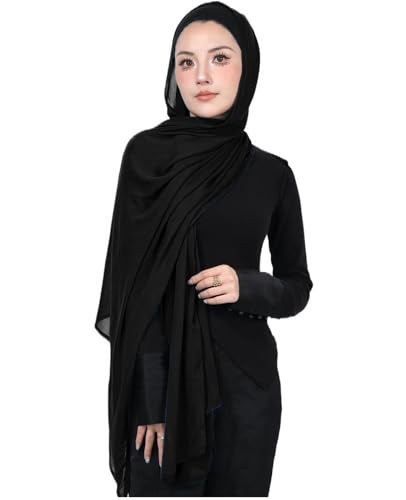 Modal Cotton Hijab Scarf for Women with Undercap Set - color: Black