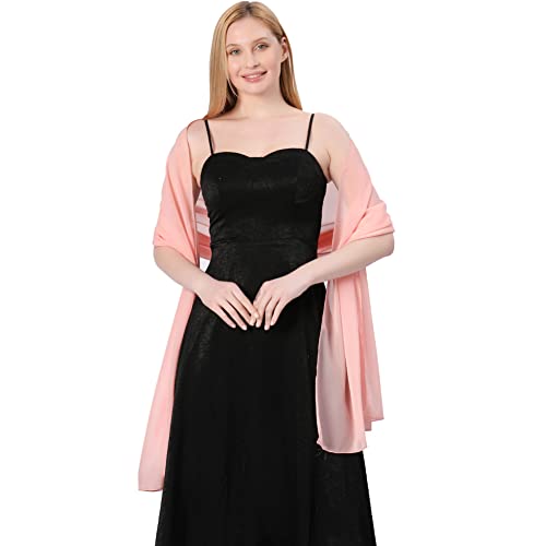 Ladiery Chiffon Shawl Wraps for Women Evening Dresses, Elegant Soft Sheer Shawls for formal dressy Bride Wedding - color: Pink(1)