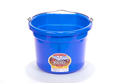 Little Giant® Flat Back Plastic Animal Feed Bucket | Animal Feed Bucket with Metal Handle | Horse Stall Feeding and Watering Supplies (Blue, 8 Quart) - color: Blue, size: 8 Quart