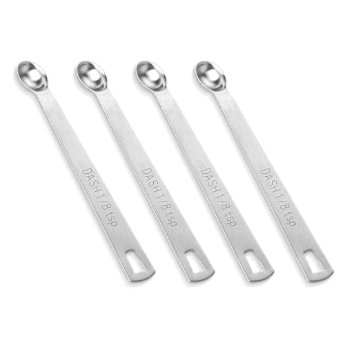 4 PCS 1/8 Teaspoon (1/8 Tsp | 0.625 mL | 0.625 cc) Single Measuring Spoon, Stainless Steel 1/8 Tsp Small Measuring Spoon Mini Measuring Spoons - size: 1/8 Teaspoon
