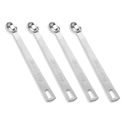 4 PCS 1/8 Teaspoon (1/8 Tsp | 0.625 mL | 0.625 cc) Single Measuring Spoon, Stainless Steel 1/8 Tsp Small Measuring Spoon Mini Measuring Spoons - size: 1/8 Teaspoon