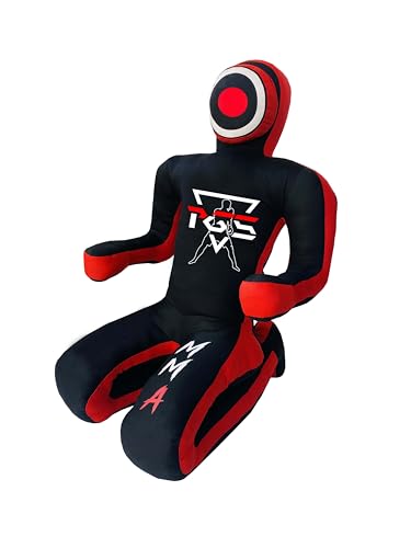 PGS Grappling Dummy for Wrestling Brazilian Jiu Jitus MMA Punching Bag Judo Karate Practice Martial Arts Training Boxing Self Defense Dummy – UNFILLED - color: Black Red, size: 5FT (59 Inches)