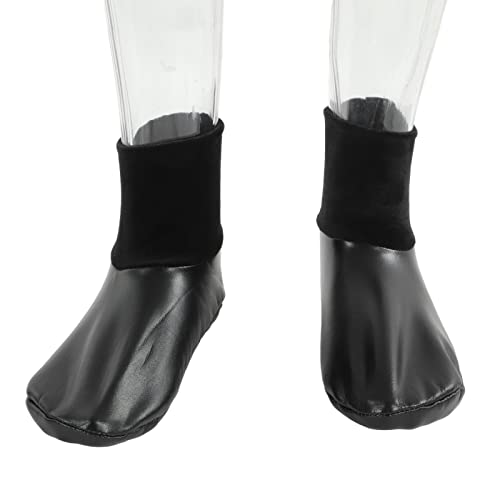 Sunnah Khuff Socks, Muslim Khuffain Socks Mosque Thermal PU Leather Polyester Plush Lining 36 To 41 EU Shoe Size (black elastic mouth)