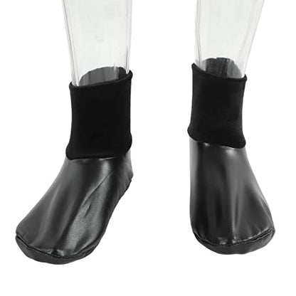 Sunnah Khuff Socks, Muslim Khuffain Socks Mosque Thermal PU Leather Polyester Plush Lining 36 To 41 EU Shoe Size (black elastic mouth)