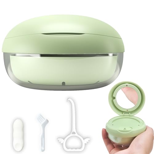 Retainer Case for Cleaning,Denture Bath Case with Strainer Basket No-Leak Mouth Guard Cute with Retainer Removal Tool and Brush(Green Hanburger) - color: Green Hanburger