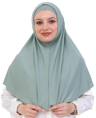 Prien Instant Hijab For Women, Muslim Long Scarf, Undercap Turban Set, Turkish Islamic Clothing, Prayer Clothes For Abaya - color: Light Green