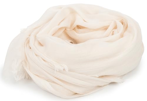 XuoAz Women Cotton Blend Scarf Lightweight Large Linen Shawl Scarves Head Scarf Summer Beach Travel Wrap - color: Light White