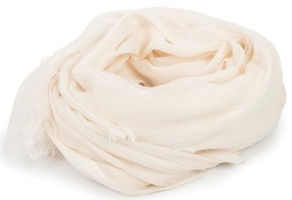 XuoAz Women Cotton Blend Scarf Lightweight Large Linen Shawl Scarves Head Scarf Summer Beach Travel Wrap - color: Light White