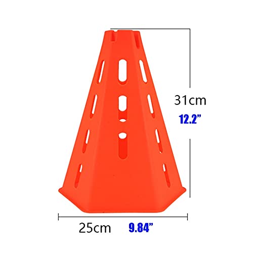 Agility Training Cone Plastic Sports Cone Set Adjustable Height Agile Cone, 6 Training Cones and 6 Marking Rods