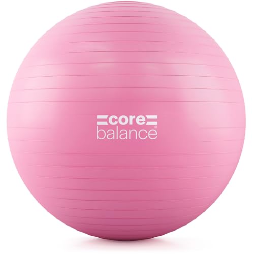 Core Balance Exercise Ball, Stability Ball for Yoga, Pilates and Fitness, Gym Ball for Home Gym and Office Chair, Training, Physical Therapy, Anti Burst, Pump Included, 55cm 65cm 75cm 85cm - color: Pink, size: L (23–26in | 58–65cm)