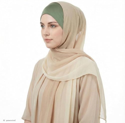 ® Soft Satin Turban Hat Inner Hijab Caps Underscarf Bonnet Hat Headwear for Cancer&Sleep - color: Beige Light Grey Olive Green
