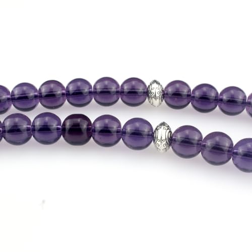 Muslims Islamic Dhikr 33 Tasbeeh Tasbih Prayer Beads, Purple Glass Beads with Tassel