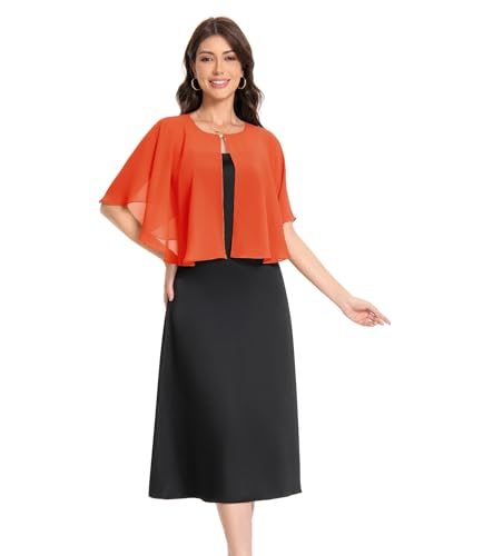 Baoqiya Capelets for women Chiffon Cape Soft Shawls and Wraps For Women - color: Orange