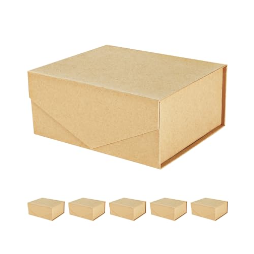 PACKHOME 6 Kraft Gift Boxes 9x6.5x3.8in with Magnetic Lids - color: 9x6.5x3.8 Inch-Kraft-Pack of 6